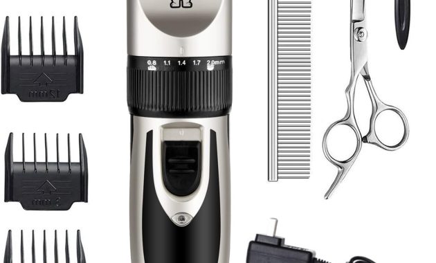 Dog Grooming Kit Clippers, Low Noise, Electric Quiet, Rechargeable, Cordless, Pet Hair Thick Coats Clippers Trimmers Set, Suitable for Dogs, Cats, and Other Pets (Silver)
